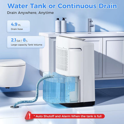 WHOY 80 Pints Smart Dehumidifier (50 Pints DOE) with App Control, for Basements & Home Up to 5,000 Sq. Ft., Portable with Continuous Drain, Quiet Auto-Control & Turbo Mode