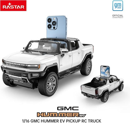 RASTAR Remote Control Car 1/16 Scale GMC Hummer EV Pickup RC Car Electric Off-Road Monster RC Hummer Truck for Kids Boys White 2.4G