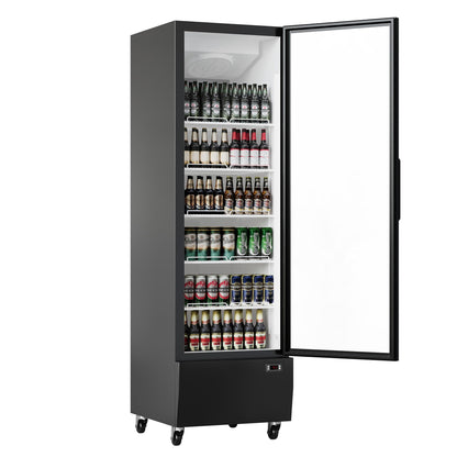 Garvee 13.4 Cu.Ft Commercial Refrigerator, LED Display Merchandiser Fridge with Glass Door for Restaurants, 5 Adjustable Shelves, Black Upright Cooler for Shop, Cafe, Baker, Black