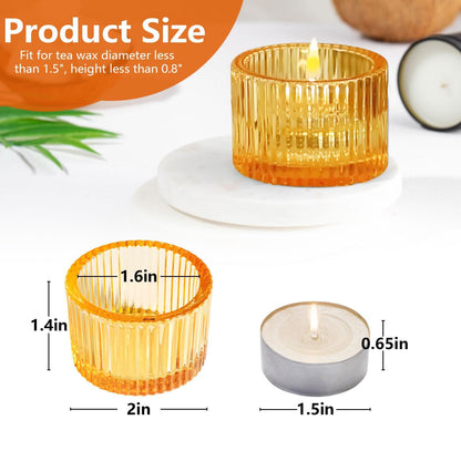 JOYIT Gold Votive Candle Holders Bulk Set of 24, Tealight Candle Holder for Wedding Table Centerpiece, Glass Small Candle Holders for Birthday Party, Valentine's Day, Home Decor (2''X 1.4'')