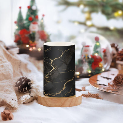 KGLDSNM Black Gold Marble LED Flameless Flickering Candle with Remote Timer Battery Operated for Indoor Outdoor Party Holiday Home Decor 2 Pack
