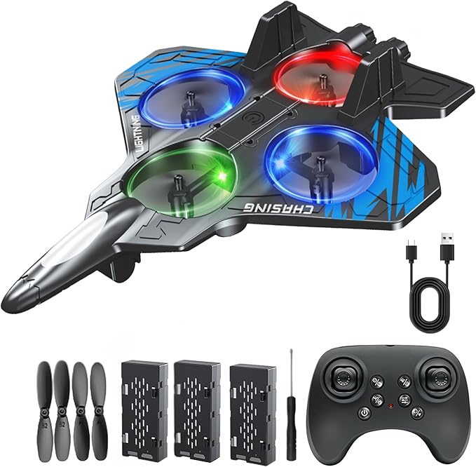 Foam Remote Control Airplanes RC Planes for Kids Adults RC Airplane Fighter Jet with Light 360° Flip Fighter Jet Toys Stunt Roll Airplane Toy Gifts for Boys Ages 8-16