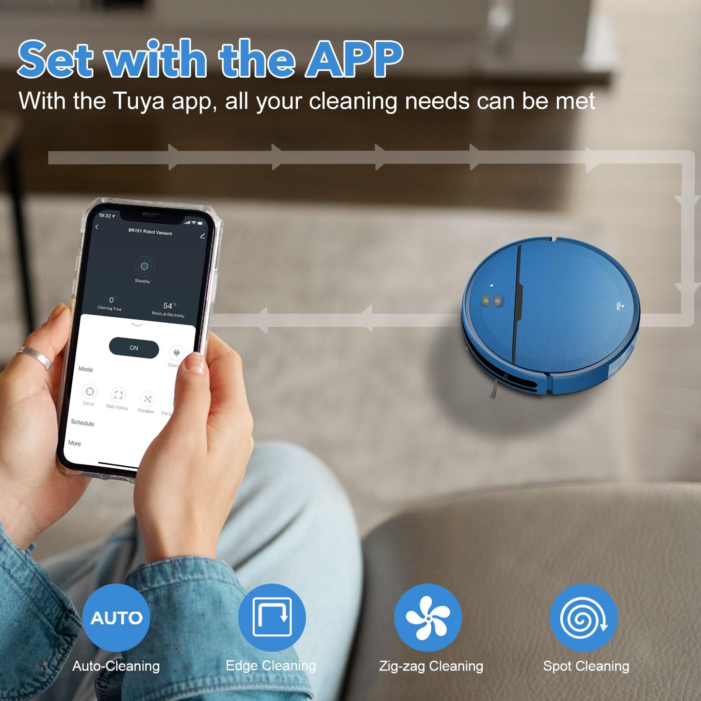 Robot Vacuum and Mop Combo, 2 in 1 Robot Vacuum Cleaner with WiFi/App, Smart Robotic Vacuums with Strong Suction, Schedule, Self-Charging, Slim, Quiet, Ideal for Hard Floor, Pet Hair, Low Pile Carpet