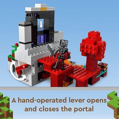 LEGO Minecraft The Ruined Portal Building Toy 21172 with Steve and Wither Skeleton Figures Gift Idea for 8 Plus Year Old Kids Boys &amp Girls