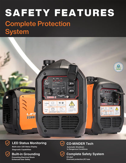 LIFAN 2300W Gasoline Inverter Generator - Portable, Quiet & Fuel-Efficient Power Solution for Home, Camping, RV & Emergency Use with Parallel Capability