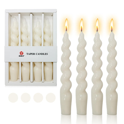 Gedengni Brown and White Taper Candle Brown Candlestick,8pcs Cute Candle Sticks Short Twisted Candlesticks Fancy Tapered Candles for Home Décor Weddings Holiday Women Gifts