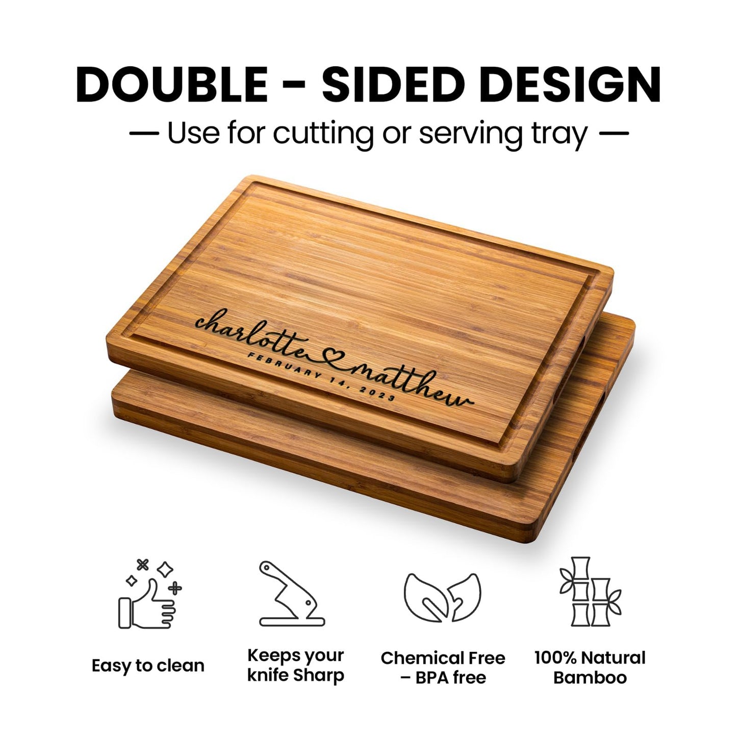 Personalized Wood Engraved Cutting Board - Valentines Day Gifts for Her - Unique Present for Wedding, Anniversary, Housewarming, Birthday, Holiday, or Romantic Gift Idea for Friends, Family, Mom, Dad