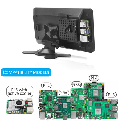 OSOYOO PiStudio Case Designed for Raspberry Pi Official 7" DSI Touchscreen (1st Gen 800x480) & OSOYOO 7" IPS 800×480 DSI Screen – Wall and Desk Mount Stand for Pi 5/4/3 – Friendly Durable Workstation