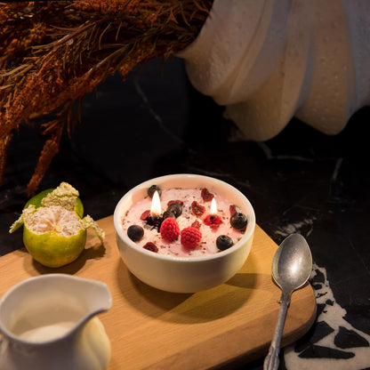Realistic Fruity Yogurt Smoothie Bowl Scented Vegetable Wax Candle