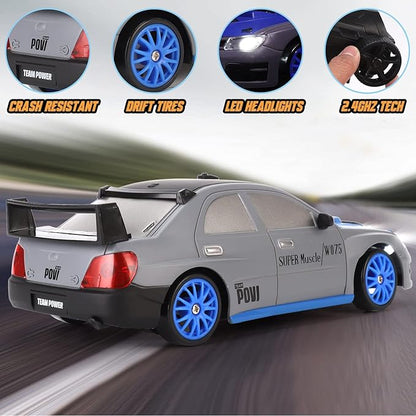 Liberty Imports RC Drift Car 1/24 2.4GHz 4WD Remote Control Sport Racing On-Road Vehicle with LED Light Batteries and Drift Tires (Style 1)