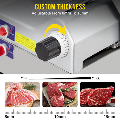 Commercial Automatic Meat Slicer 10 Inch - Electric Deli Slicer with 240W+430W Dual Motor, 0-16mm Adjustable Thickness, Stainless Steel Blade, Meat Slicer Machine for Home Kitchen, Deli, Restaurant