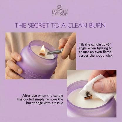 Lavender Candle 19oz Volcano Jar with Wooden Wick Upto 75 Hours Burn Time in a Large 4" x 5" Solid Purple Glass Jar in a Luxury Gold Foil Gift Box