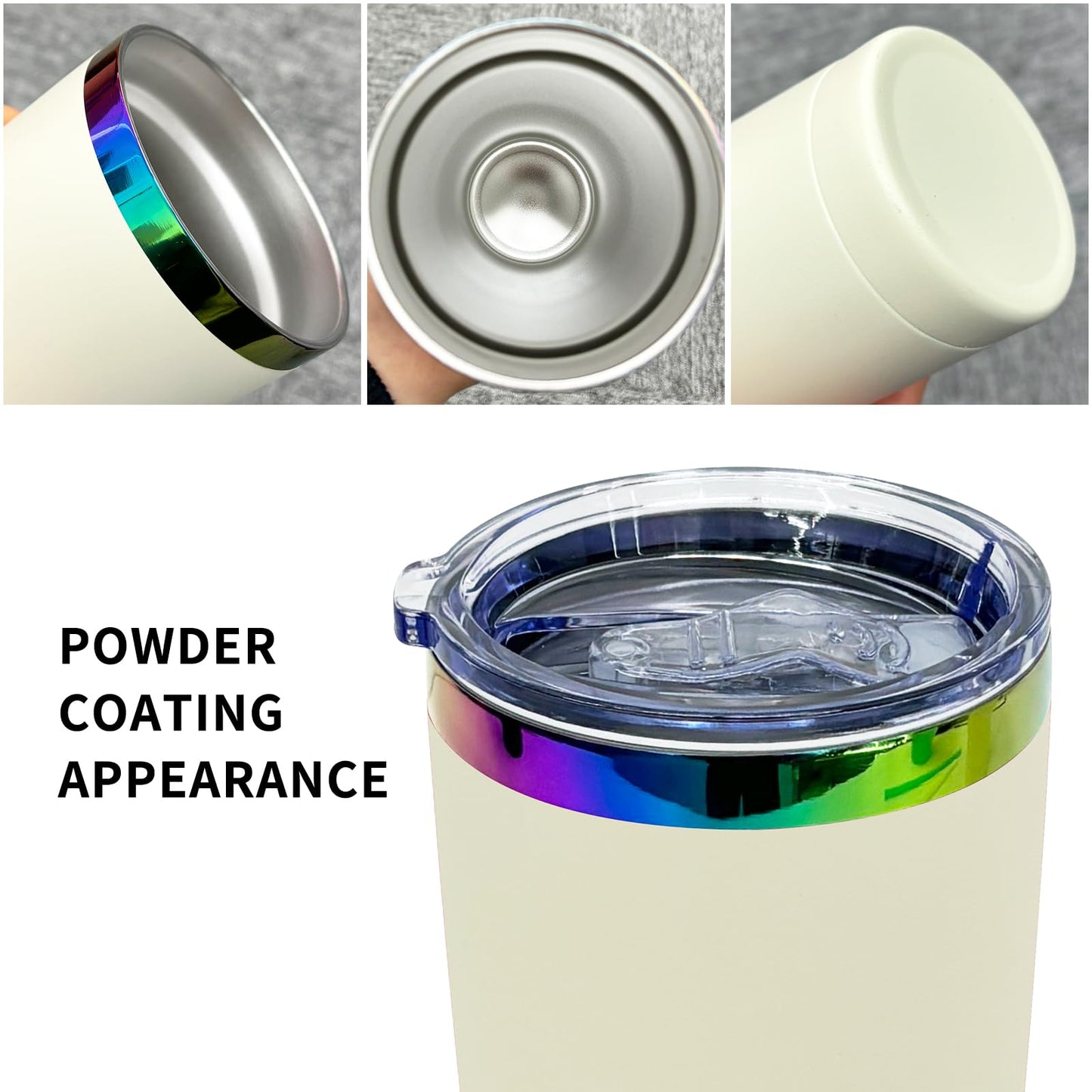 20 oz Stainless Steel Tumbler with Lid and Straw Double Wall Vacuum Insulated Coffee Mug Powder Coated Cup for Hot and Cold Drinks (White,6 pack)