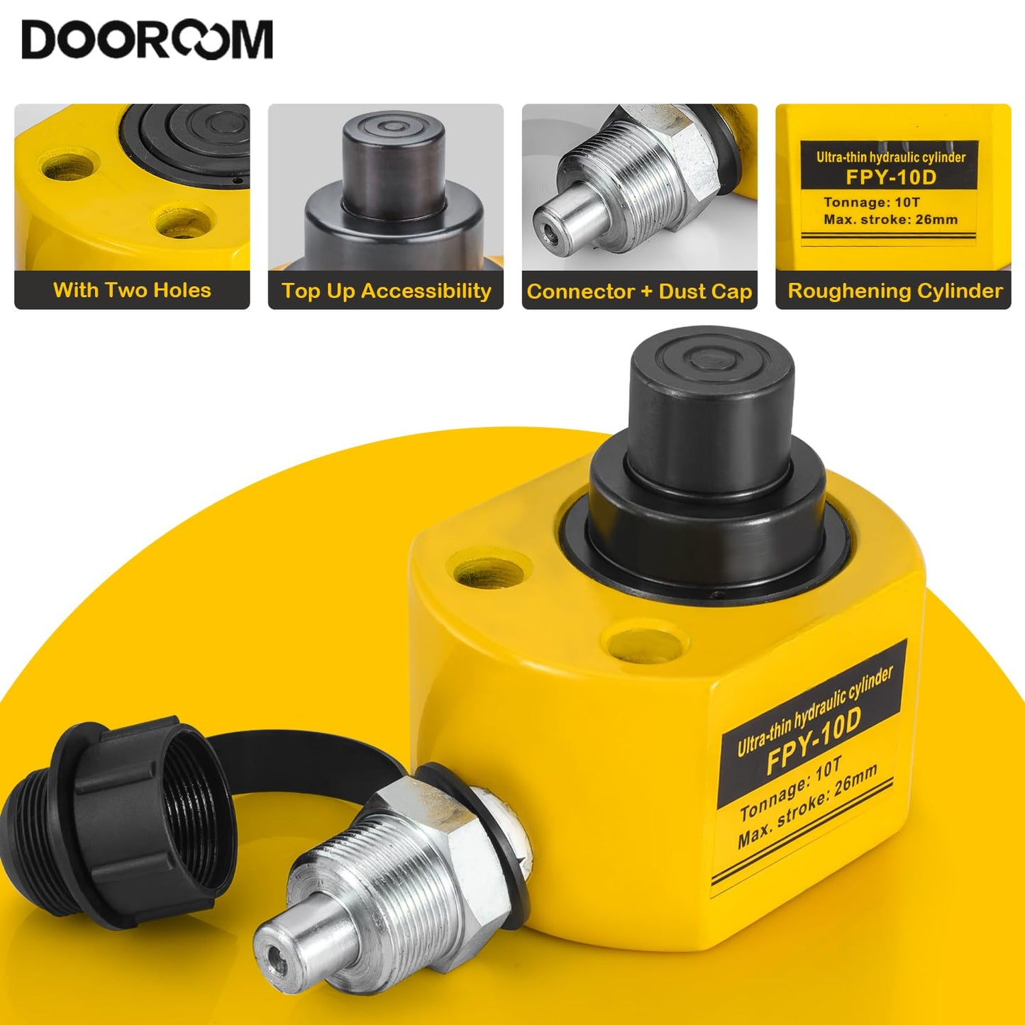 DOOROOM 10T 1.0"/26mm Stroke Hydraulic Cylinder, Porta Power Ram with CP-180 Hydraulic Hand Pump, Hydraulic-Lifting-cylinders