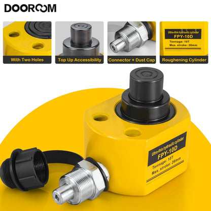 DOOROOM 10T 1.0"/26mm Stroke Hydraulic Cylinder, Porta Power Ram with CP-180 Hydraulic Hand Pump, Hydraulic-Lifting-cylinders