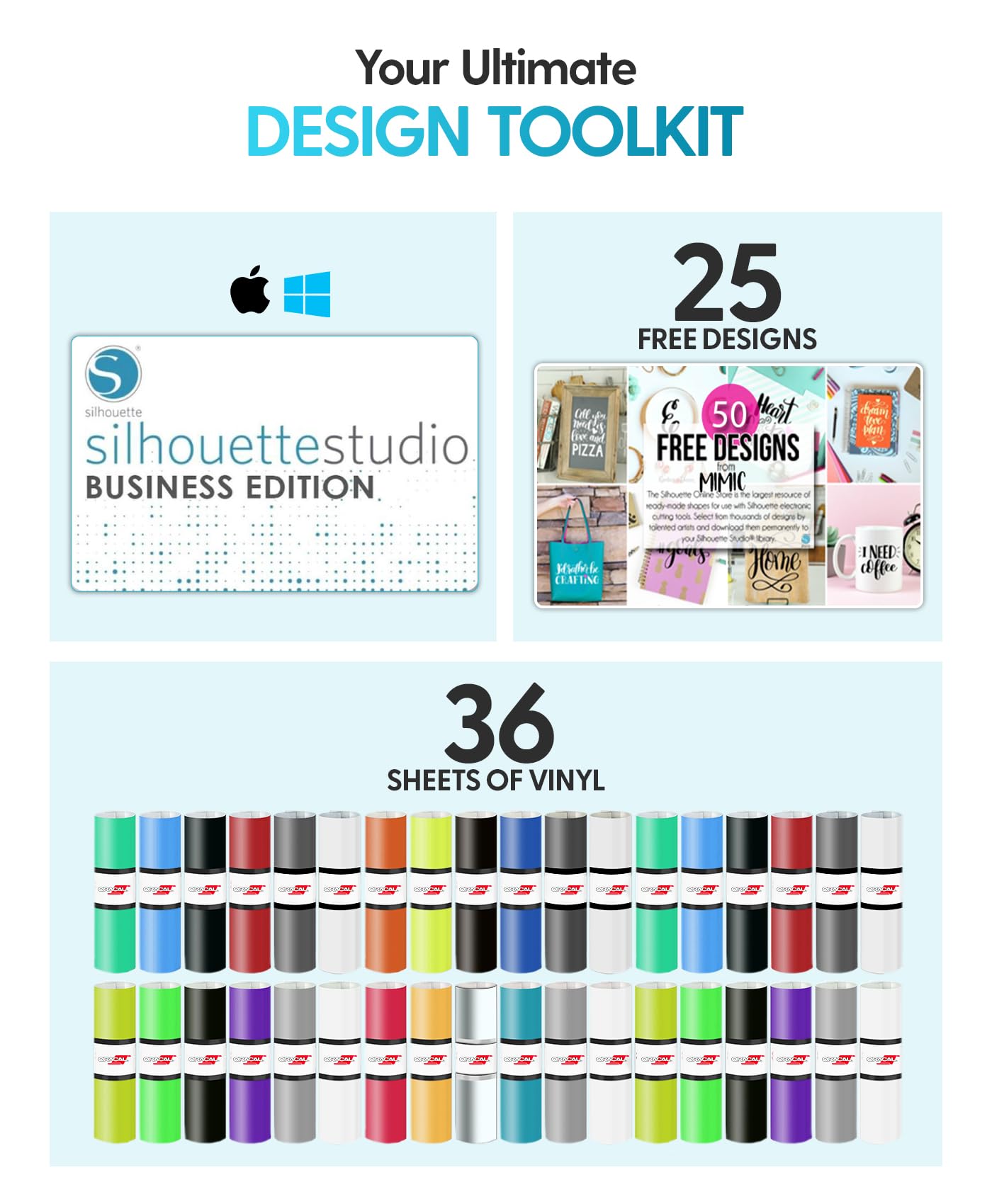 Silhouette America Cameo 5 Alpha (α) Smart Cutting Machine, Bianco Carrara (Deluxe Bundle) - Includes Studio Software, 36 Vinyl Rolls, PixScan Mat, Tool Kit & 25 Free Designs for DIY