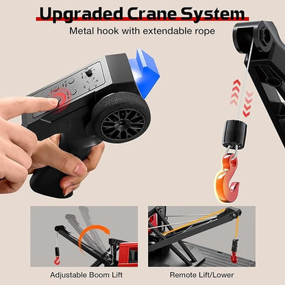 ARRIS 1/12 RC Crawler Off Road Car – MN82T 4WD Rock Climbing Truck with Remote Control Crane Hook LED Lights 2 Speed 2.4GHz Full Proportional RC Rock Crawler for Adults Gift