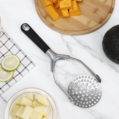 Cook With Color Hand Held Potato Masher - Professional Stainless Steel with Soft Comfort Handles Food Masher, Collapsible