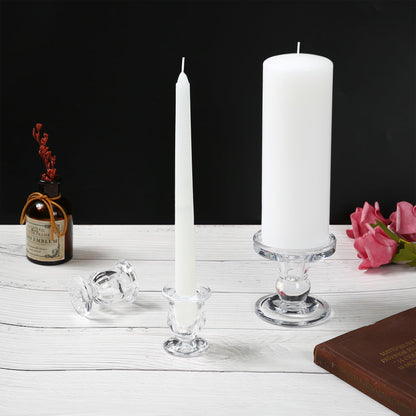 Unity Candle Holder - Glass Candle Holder for Pillar Candle and Taper Candle, Clear Unity Candle Holder Set of 3, Decorative Candlestick Holder Glass Candle Stand for Wedding Table Centerpiece Dinning