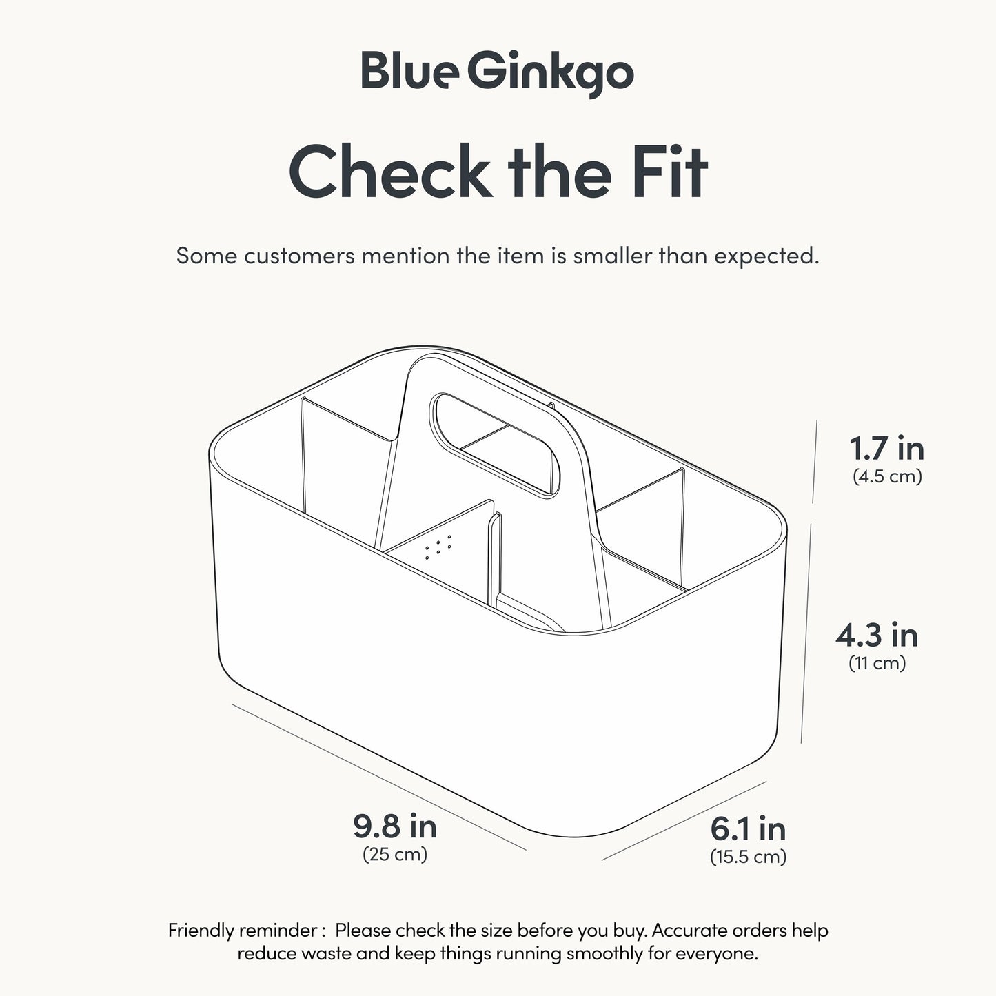 BLUE GINKGO Stackable Organizer Caddy – Korean-Made Portable Tote for Bathroom, Office, Crafts, or School Supplies (Rectangle, White)