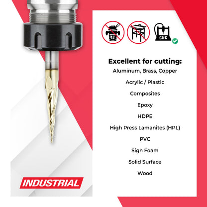Amana Tool AMS-148 4-Pc CNC 2D and 3D Carving Ball Nose ZrN Coated SC 1/4 Inch SHK Router Bit Collection Includes 46280 (1/32) 46282 (1/16) 46286 (1/8) & 46294 (1/4 D.)