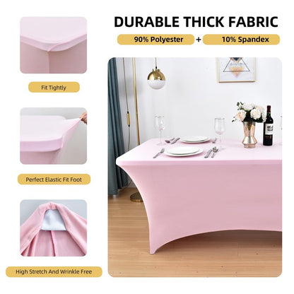 ZarzaaSik 6-Pack 6ft Spandex Table Covers for Rectangle Standard Folding Tables - Wrinkle Resistant Stretch Tablecloths - Ultimate Fitted Table Protector for Parties, Trade Shows, Wedding