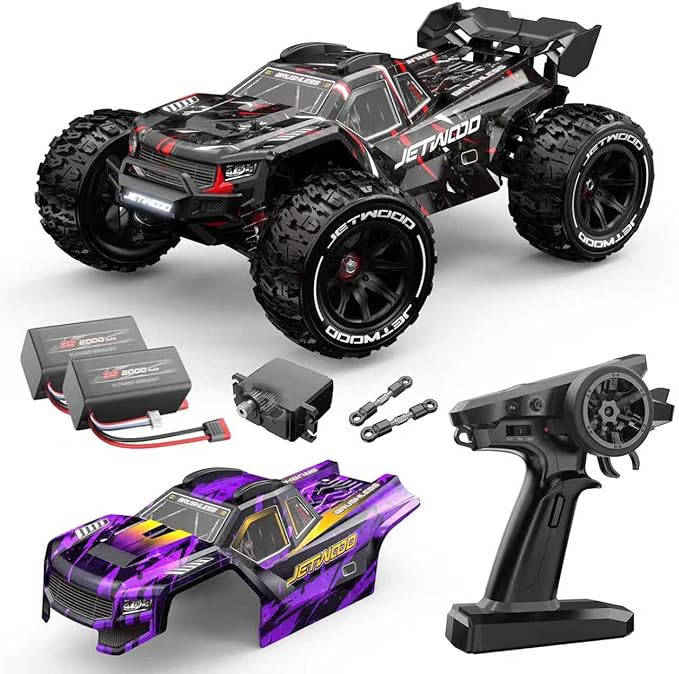 JETWOOD 1/14 50mph Electric Brushless RC Car for Adults JC14EP V3 All Terrain Super Fast Remote Control Car Offroad RTR Hobby RC Trucks Waterproof 3S High Speed Metal Gear Servo (Upgraded Version)