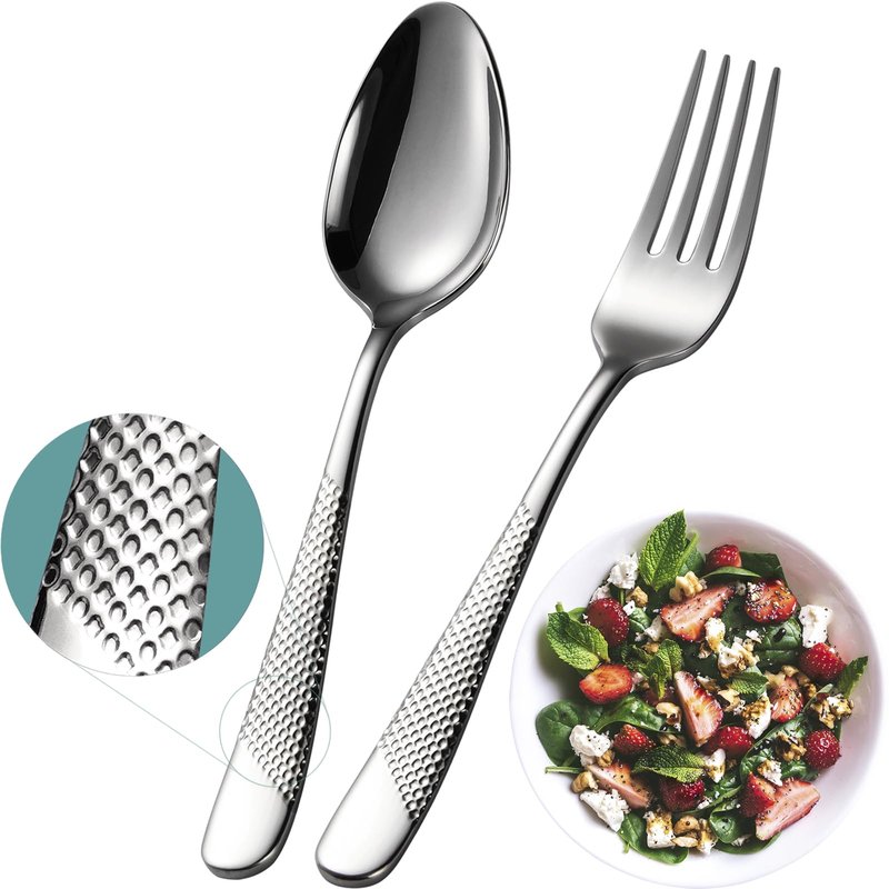 Xideman® 24-Piece Premium Forks and Spoons Silverware Set (6.7 inch), 18/10 Stainless Steel Hammered Flatware Cutlery Set for Home Kitchen and Restaurant - 12 Salad Forks & 12 Teaspoons (Silver)