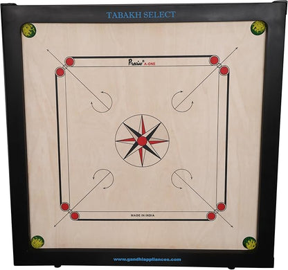 T TABAKH Precise Select 8mm Carrom Board with Coins Striker and Powder Black 4 Players Ages 13 and Up