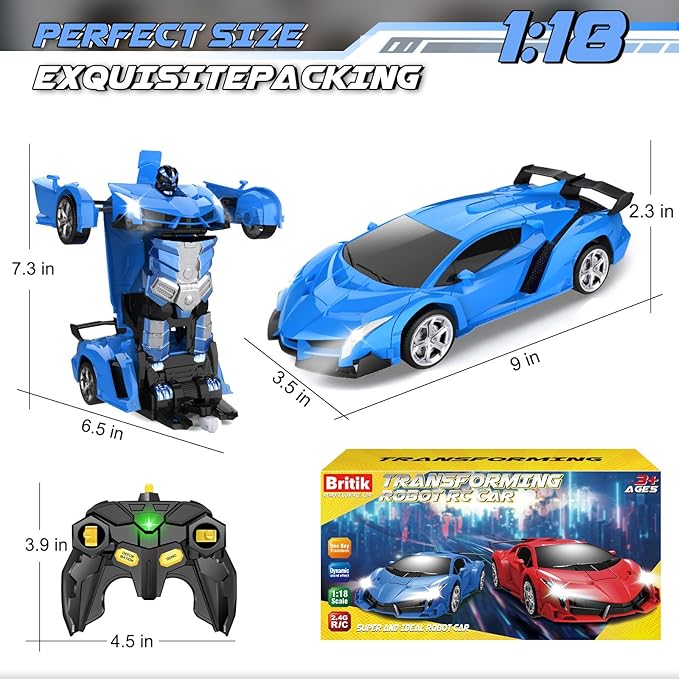 Transform Remote Control Car Toy for Kids 4-8 Remote Control Car for Boys 4-7 Transform Cars for Boys 4-6