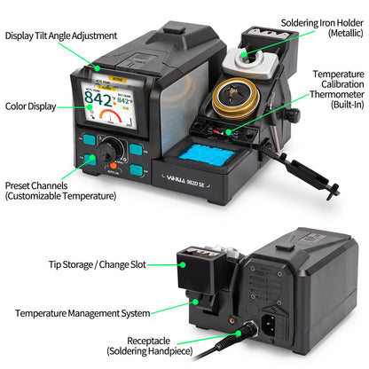 YIHUA 982D SE 200W Micro Soldering Kit with Precision Soldering Iron Station with 11 Soldering Tips, Lead-Free Solder, Auto Temperature Calibration Function