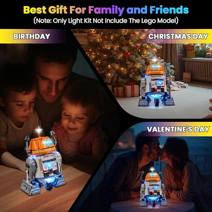 Upgraded Led Light Kit Compatible with Lego Chopper (C1-10P) Astromech Droid Building Set Lights Decoration Compatible with Lego 75416 (Model Not Included)