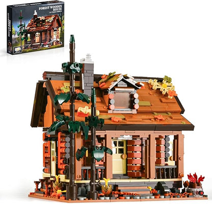 Wood Cabin Building Blocks Set for AdultsForest Wooden House Building Toys with LightLog Cabin Construction KitsHome Decor Gifts for Adults and Teen 14+(1969Pcs)