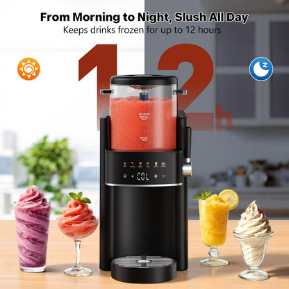 Ranvaira Slushie Machine, Ice Cream Maker, Slushy Machine for Home and Families, No ice needed with Rapid Chill & Temperature Control, Multi-function for Margarita, Frappé, Easy to Clean, Black