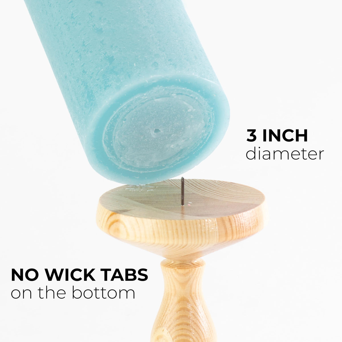 CANDWAX 3x4 inch Pillar Candles Set of 3 – Unscented Dripless Rustic Light Turquoise Candles for Table Decor, Weddings, Centerpieces