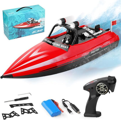 GoolRC RC Jet Boat WLtoys WL917 16km/h High Speed Remote Control Boat 2.4Ghz RC Jet Toys Storage Bag Led Lights Low Battery Warning Gift for Teens Adults