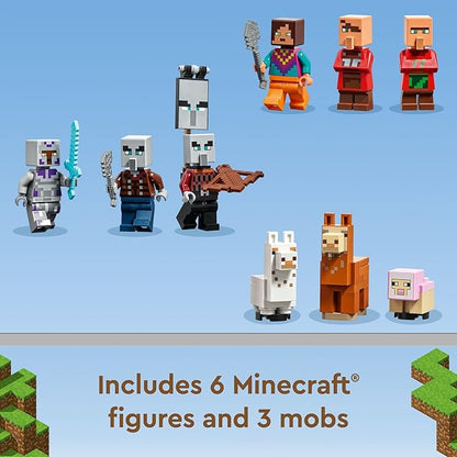 LEGO Minecraft The Llama Village Farm House Toy Building Set 21188 Minecraft Gift Idea for Kids Boys Girls Age 9+ Years Old Create a Minecraft Village with 6 Customizable Buildings and Minifigures