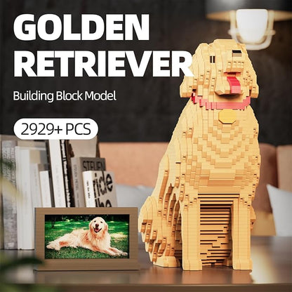 Animal Dog Adorable Pet Golden Retriever Micro Building Blocks Set (3024 Pieces) with Secret Hidden Storage Box Inside! Ideal Toy for Dog Lovers Kids &amp Adults