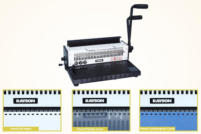 Rayson TD-1500B34R Binding Machine, Round Holes, 3:1 Pitch Wire-O Binder Punch 15 Sheets/Bind 130 Sheets with Sturdy Metal Construction