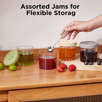 Spreccio Glass Food Jars - Airtight Dressing Containers with Lids, Perfect for Sauces, Overnight Oats, and Baby Food Storage, Small Glass Jars with Lids, 10oz Pack of 4
