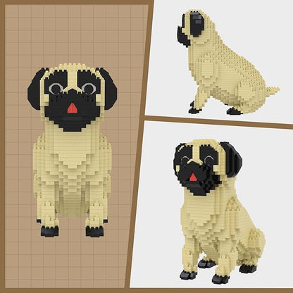 Larcele Micro Building Blocks Set DIY Mini Building Toy Bricks for Age Over 12 Years 1033 Pieces KLJM-02 (Pug Dog)