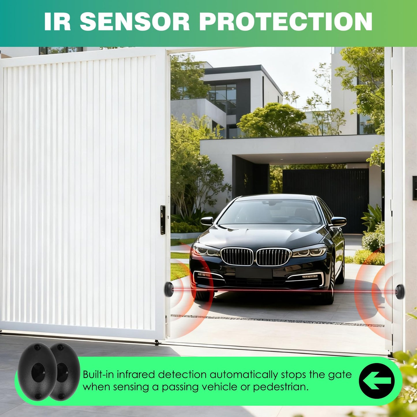 4400lbs Automatic Sliding Gate Opener with APP Control & 4 Remotes, 750W Heavy Duty Electric Sliding Gate Motor Kit with Wireless Keyboard for Sliding Gate Opener Up to 40ft