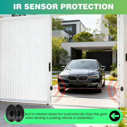 4400lbs Automatic Sliding Gate Opener with APP Control & 4 Remotes, 750W Heavy Duty Electric Sliding Gate Motor Kit with Wireless Keyboard for Sliding Gate Opener Up to 40ft