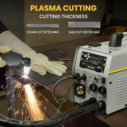 SSimder 6-in-1 MIG Welder & Plasma Cutter 160A Gas MIG/Flux Core/Lift TIG/Stick/Cut Combo 110V 220V 35A Air Cutting for Auto Repair DIY & Small Workshop