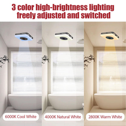 Bathroom Exhaust Fan with Bluetooth Speaker, Bathroom Fan Light, 230 CFM 1.0 Sone, Strong Wind Force & Very Quiet, Noise-cancelling Bluetooth speakers, 7 color dynamic lighting, Play Easy Install