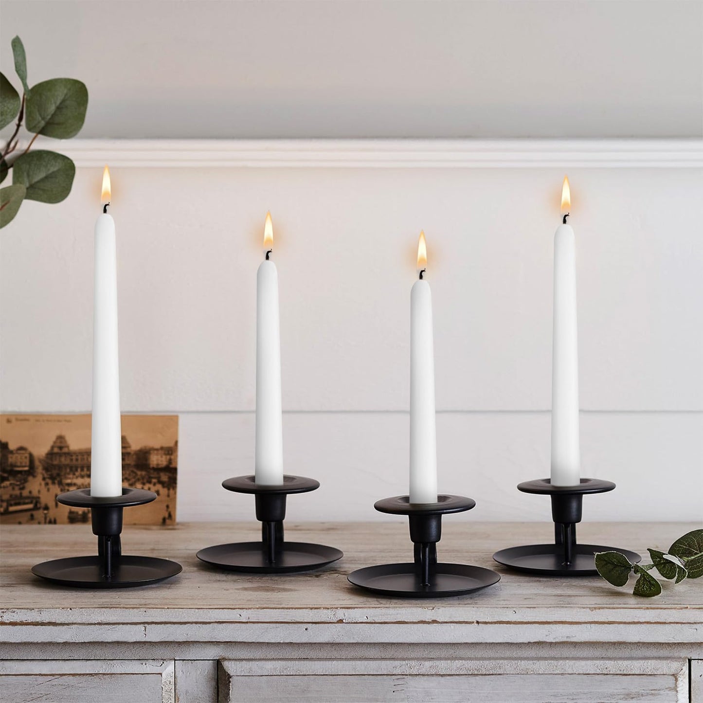 10 inch Cone-Shaped Candle Set of 5- Drip Free Dinner Candle - Long Burning, Perfect for Dinner, Parties, or Weddings (White)