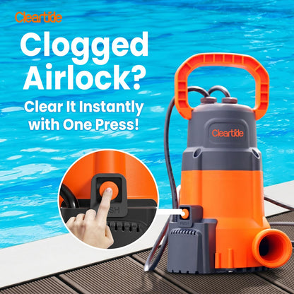 Cleartide 1/3 HP Submersible Utility Pump, 2790 GPH High Flow, Thermoplastic Portable Sump Pump with Auto Water Sensor, Ideal for Pool, Flooded Basement, Hot Tub, Pond & Garden Draining,10 FT Cord