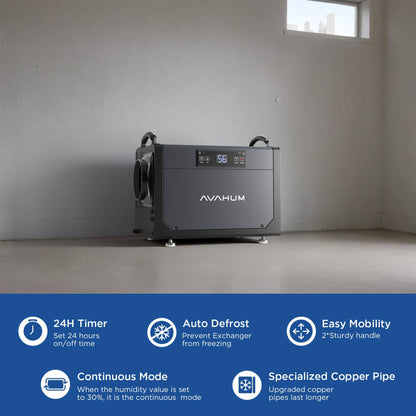 120 Pint Crawl Space Dehumidifier Commercial Dehumidifier for Basement,Ducted Whole House Dehumidifiers with Drain Hose,for Attic, Garage, Home, Industrial, Water Damage,24H Timer,Auto Defrost