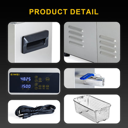 6L Ultrasonic Cleaner, One-Touch Cleaning, Heating, Dual-Frequency, Sweep Frequency, Touch Ultrasonic Cleaning Machine for Labs,Carburetor,Jewelry,Dentures,Automotive Parts