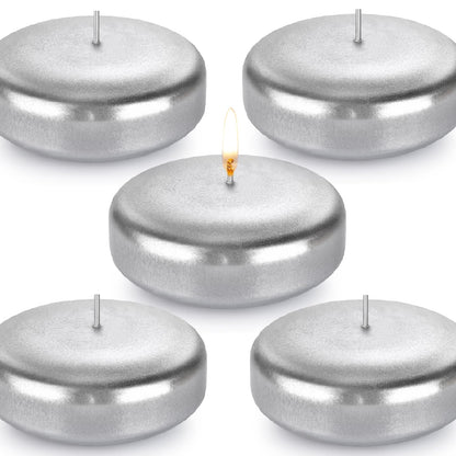 Baikaraer Floating Candles 3 Inch Unscented Dripless Wax 13-15Hours Burning,36Pack Wedding Party Candles,for Centerpieces Suitable for Cylindrical Vases,Swimming Pool,Restaurant Decor (Silver)